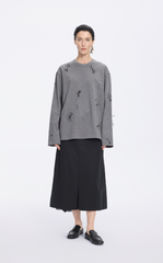 T-Shirt / JNBY 3D Floral Fringe Cotton Long Sleeve Tee