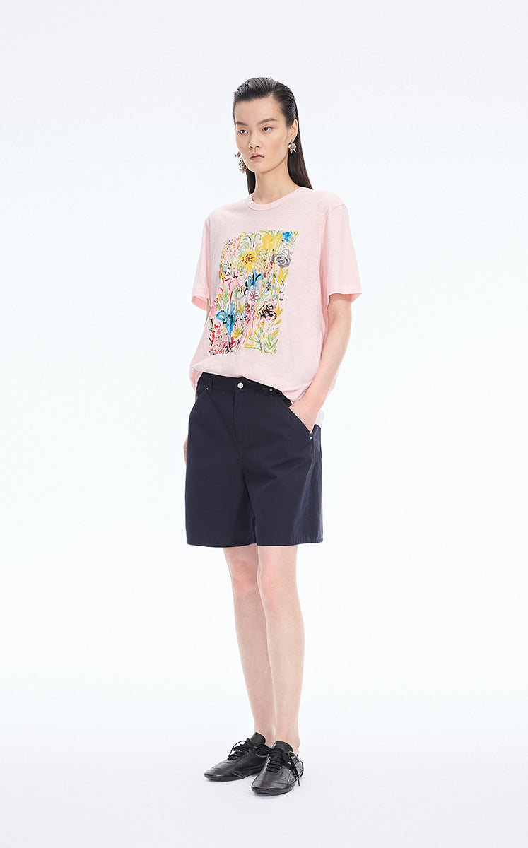 T-Shirt / JNBY Botanical Floral Graphic Cotton Tee