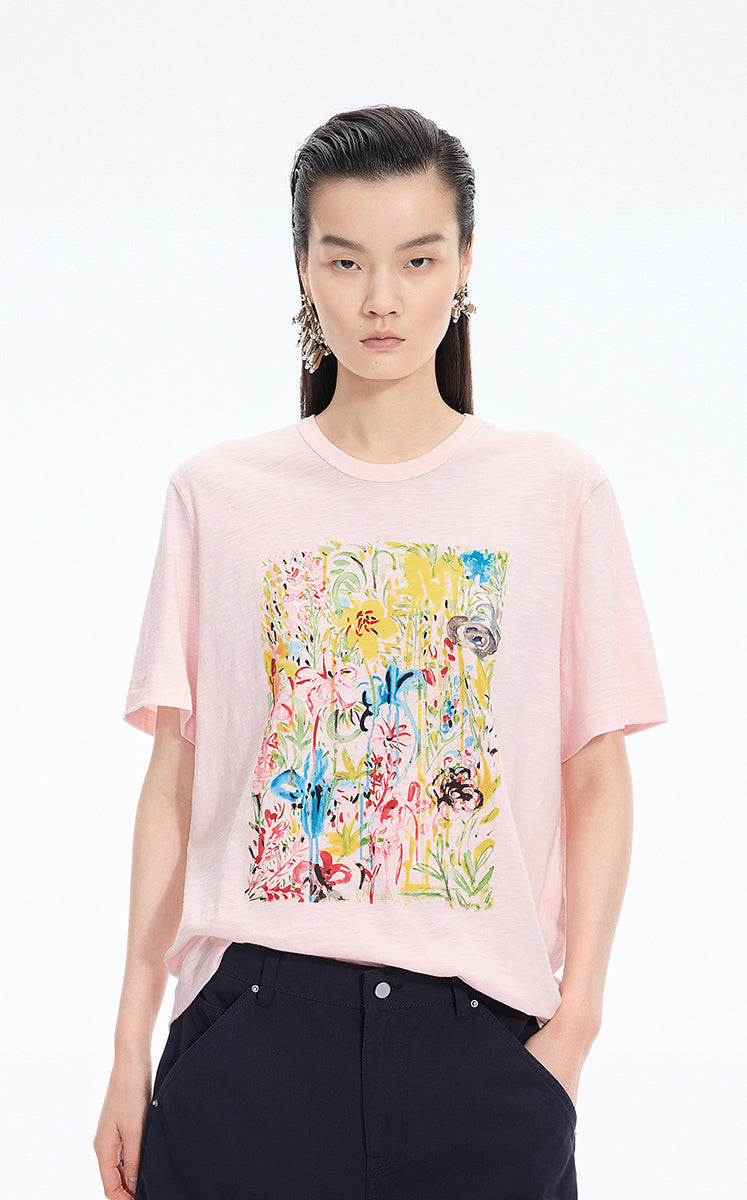 T-Shirt / JNBY Botanical Floral Graphic Cotton Tee