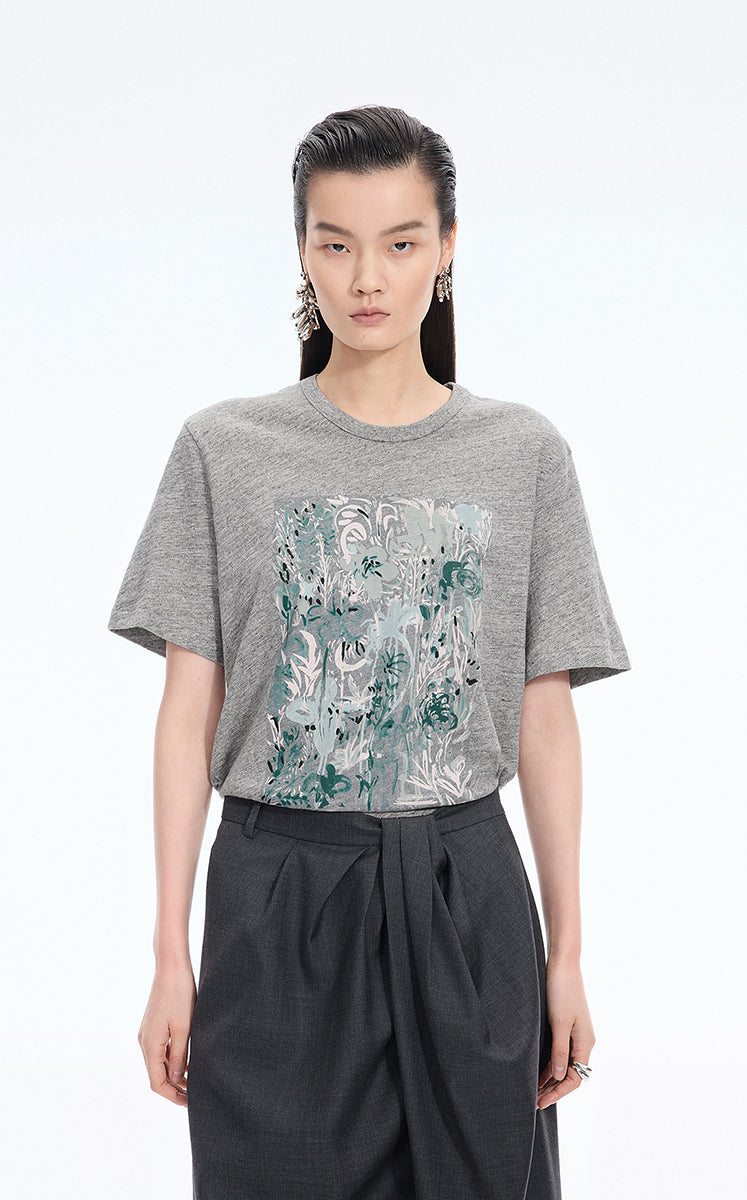 T-Shirt / JNBY Botanical Floral Graphic Cotton Tee