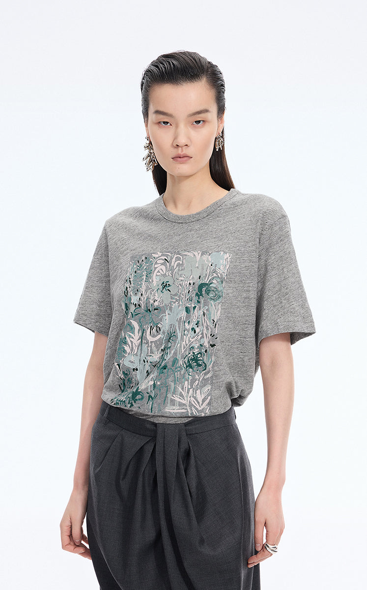 T-Shirt / JNBY Botanical Floral Graphic Cotton Tee