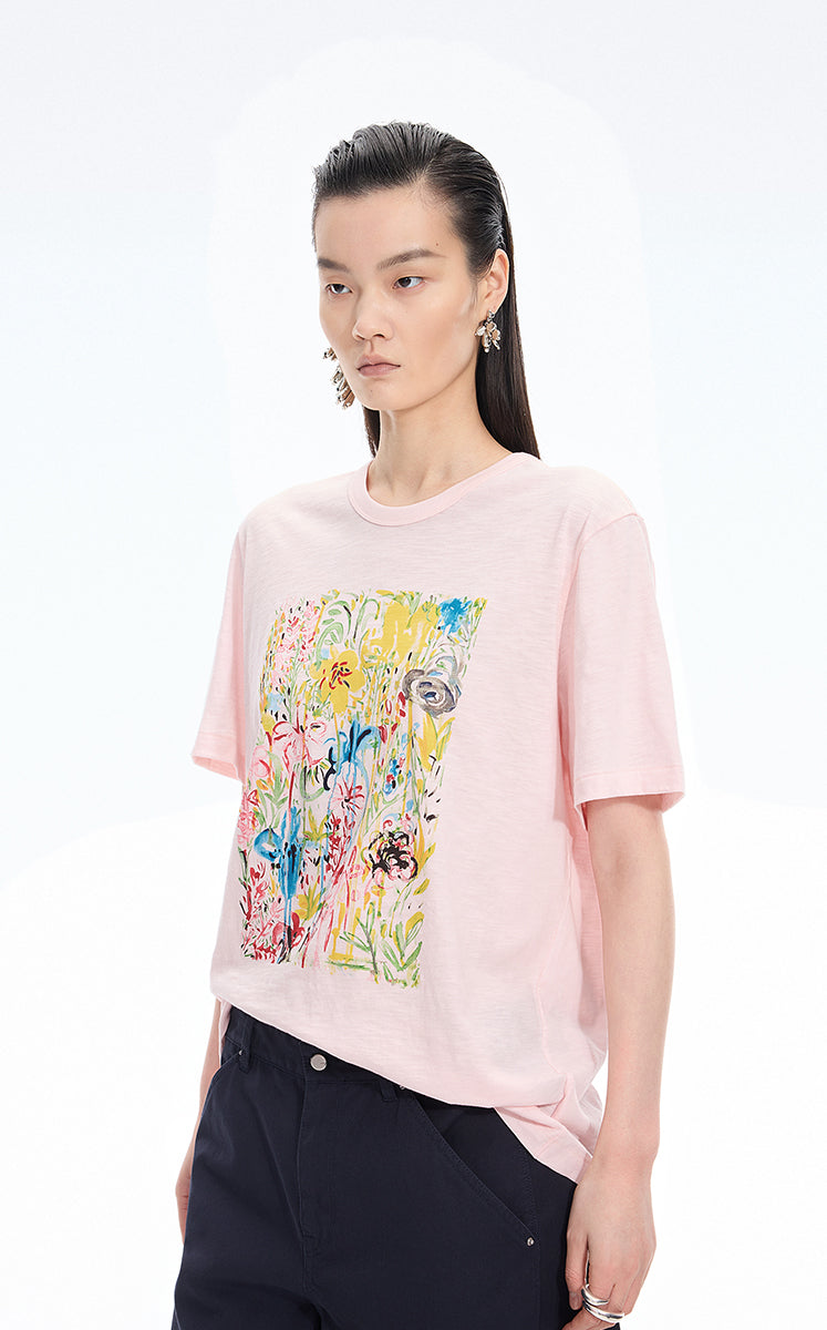 T-Shirt / JNBY Botanical Floral Graphic Cotton Tee