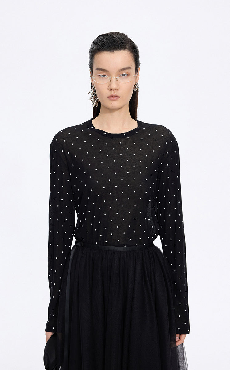 T-Shirt / JNBY Cotton Long Sleeve Relaxed T-Shirt