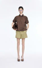 T-Shirt / JNBY Cropped Cotton Blend Polo Shirt