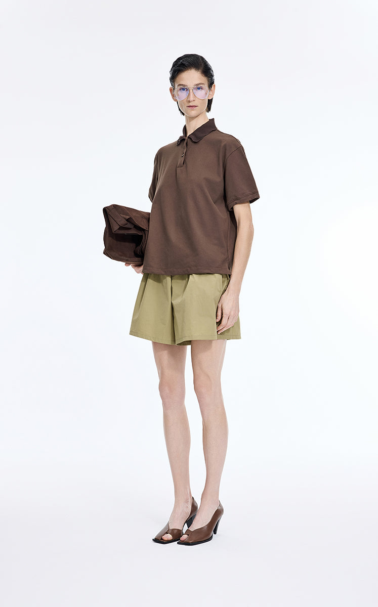 T-Shirt / JNBY Cropped Cotton Blend Polo Shirt