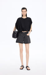 T-Shirt / JNBY Cropped Cotton Relaxed Fit T-Shirt