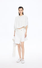 T-Shirt / JNBY Cropped Cotton Relaxed Fit T-Shirt