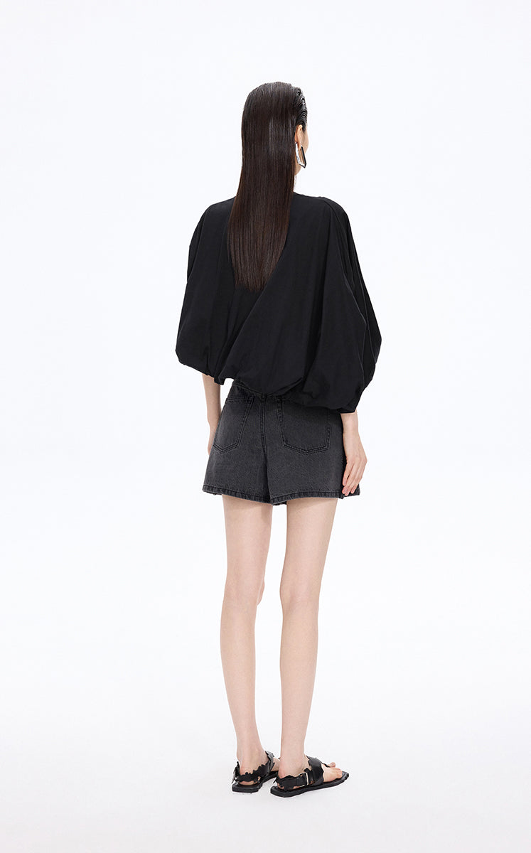 T-Shirt / JNBY Cropped Cotton Relaxed Fit T-Shirt