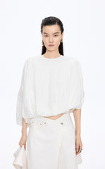 T-Shirt / JNBY Cropped Cotton Relaxed Fit T-Shirt