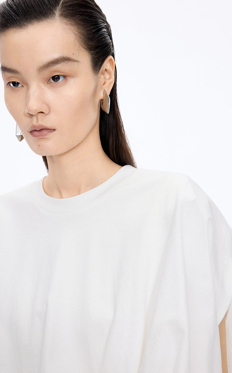 T-Shirt / JNBY Cropped Cotton Relaxed Fit T-Shirt