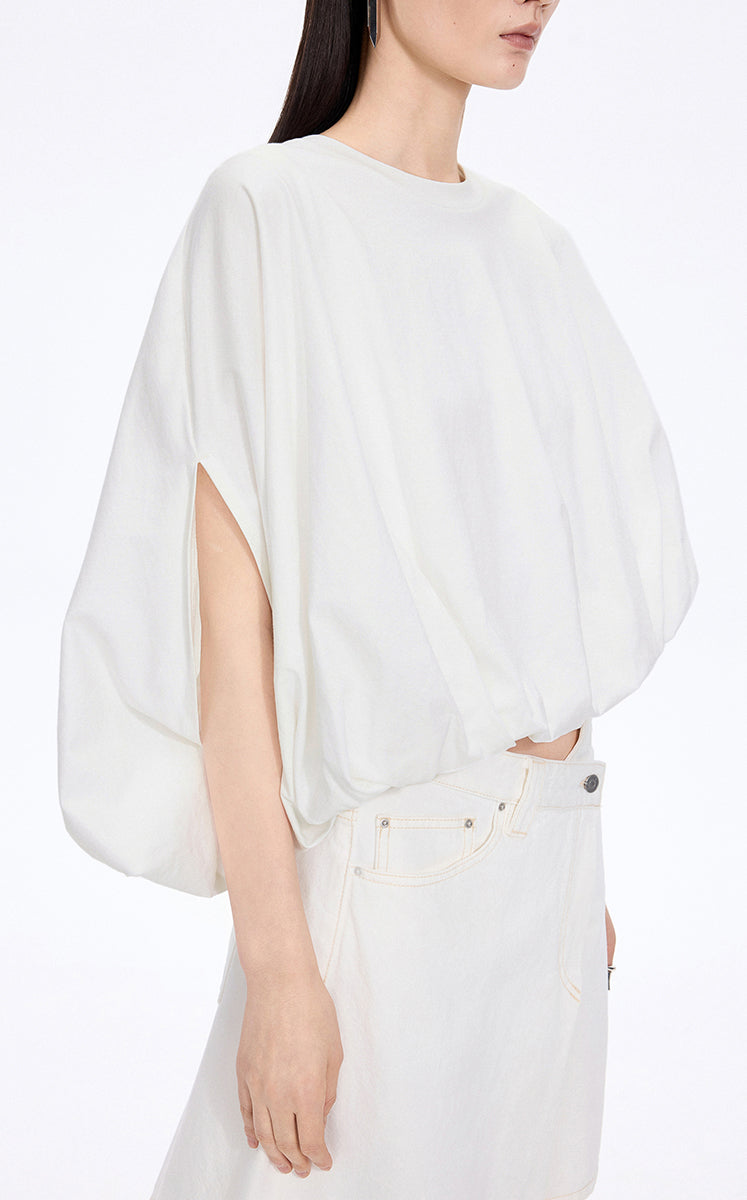 T-Shirt / JNBY Cropped Cotton Relaxed Fit T-Shirt