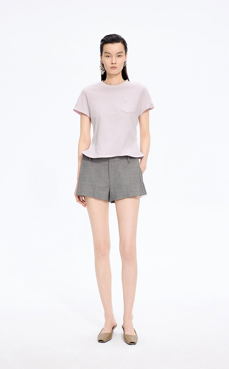 T-Shirt / JNBY Cropped Twist Hem Cotton T-Shirt