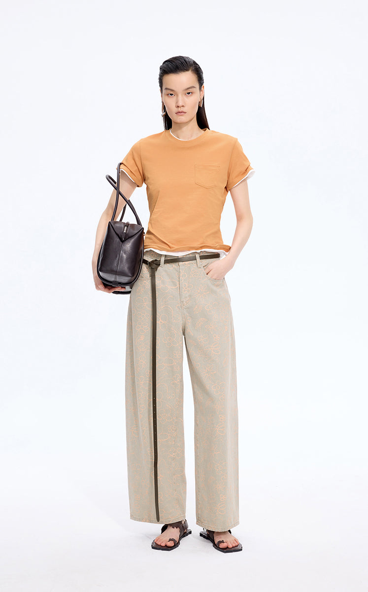 T-Shirt / JNBY Cropped Twist Hem Cotton T-Shirt