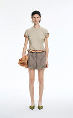 T-Shirt / JNBY Cropped Twist Hem Cotton T-Shirt