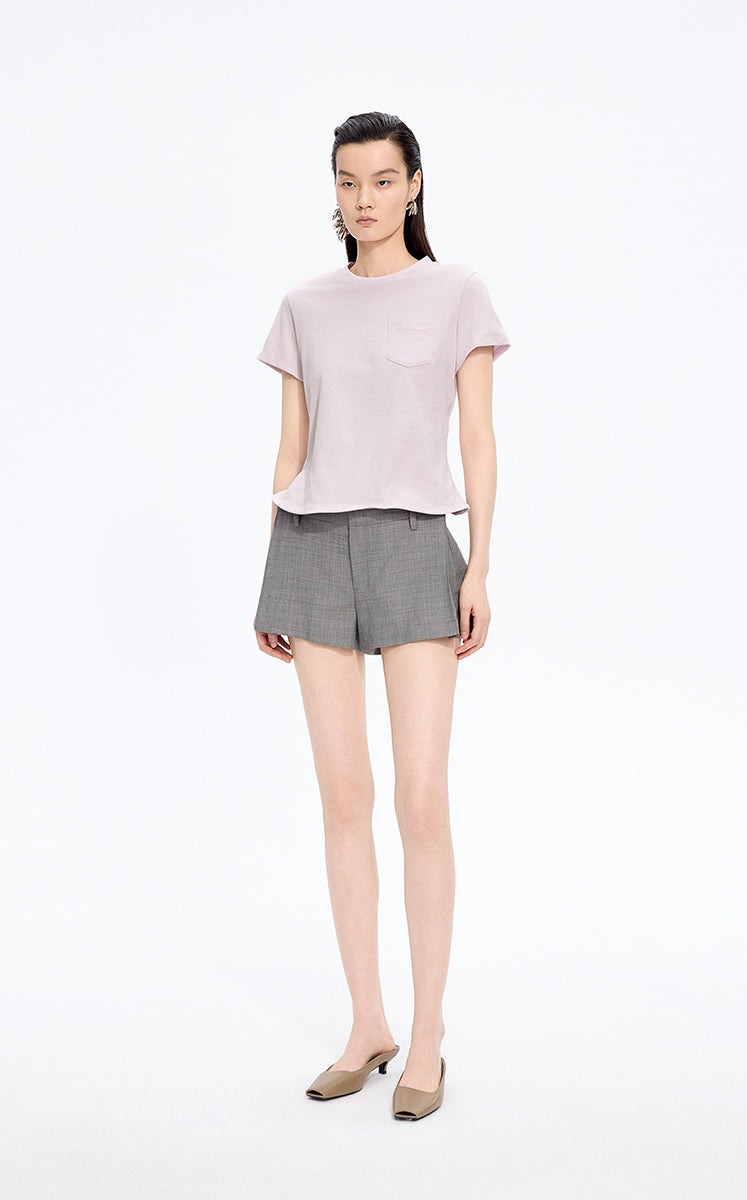 T-Shirt / JNBY Cropped Twist Hem Cotton T-Shirt