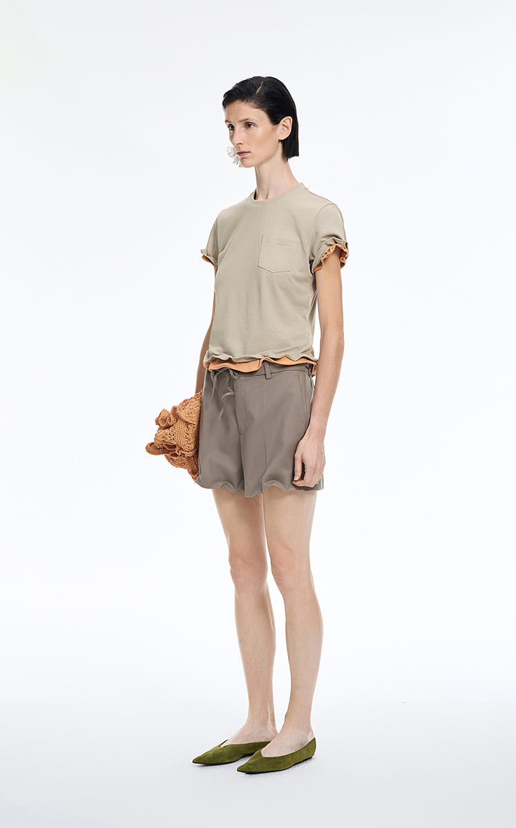 T-Shirt / JNBY Cropped Twist Hem Cotton T-Shirt