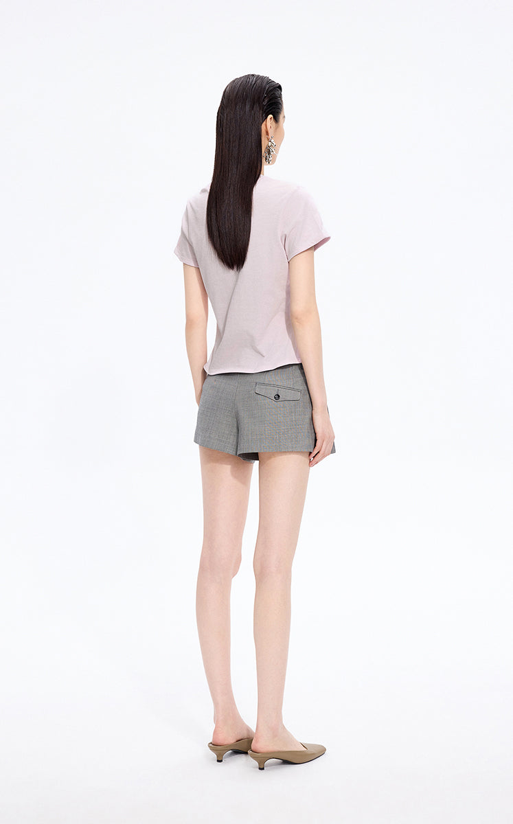 T-Shirt / JNBY Cropped Twist Hem Cotton T-Shirt