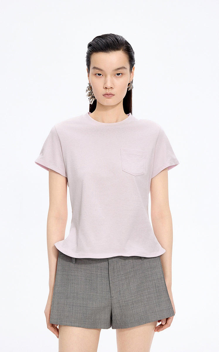 T-Shirt / JNBY Cropped Twist Hem Cotton T-Shirt