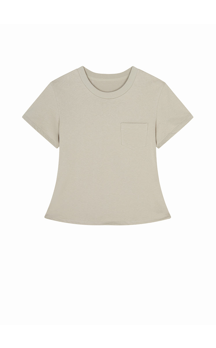 T-Shirt / JNBY Cropped Twist Hem Cotton T-Shirt