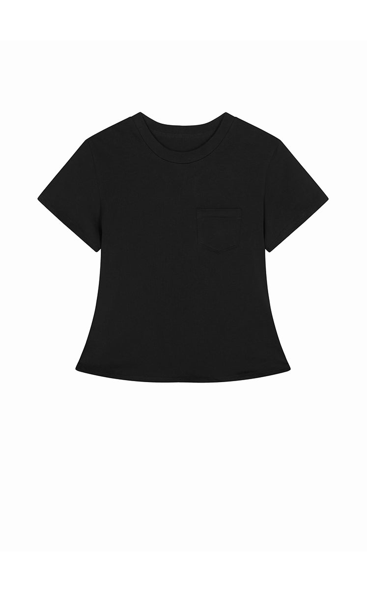 T-Shirt / JNBY Cropped Twist Hem Cotton T-Shirt