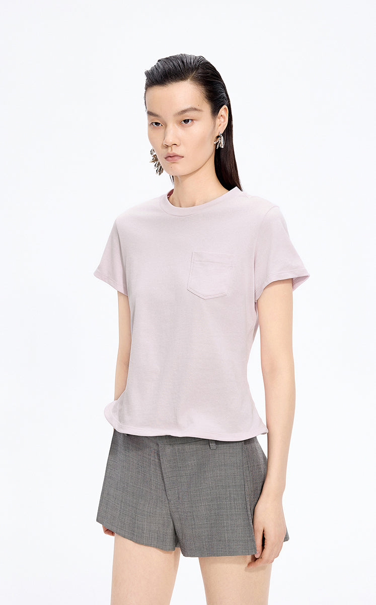 T-Shirt / JNBY Cropped Twist Hem Cotton T-Shirt