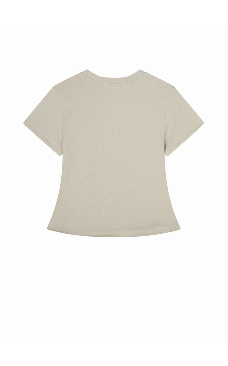 T-Shirt / JNBY Cropped Twist Hem Cotton T-Shirt