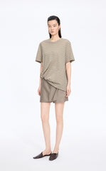 T-Shirt / JNBY Draped Pleated Hem Cotton T-Shirt