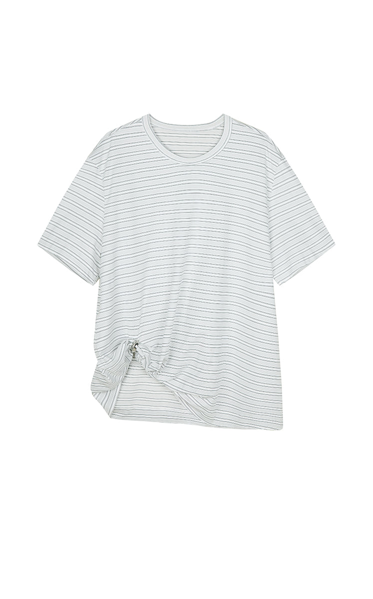 T-Shirt / JNBY Draped Pleated Hem Cotton T-Shirt