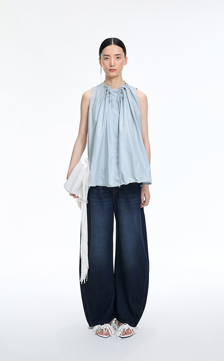 T-Shirt / JNBY Drawstring Collar Cotton T-Shirt