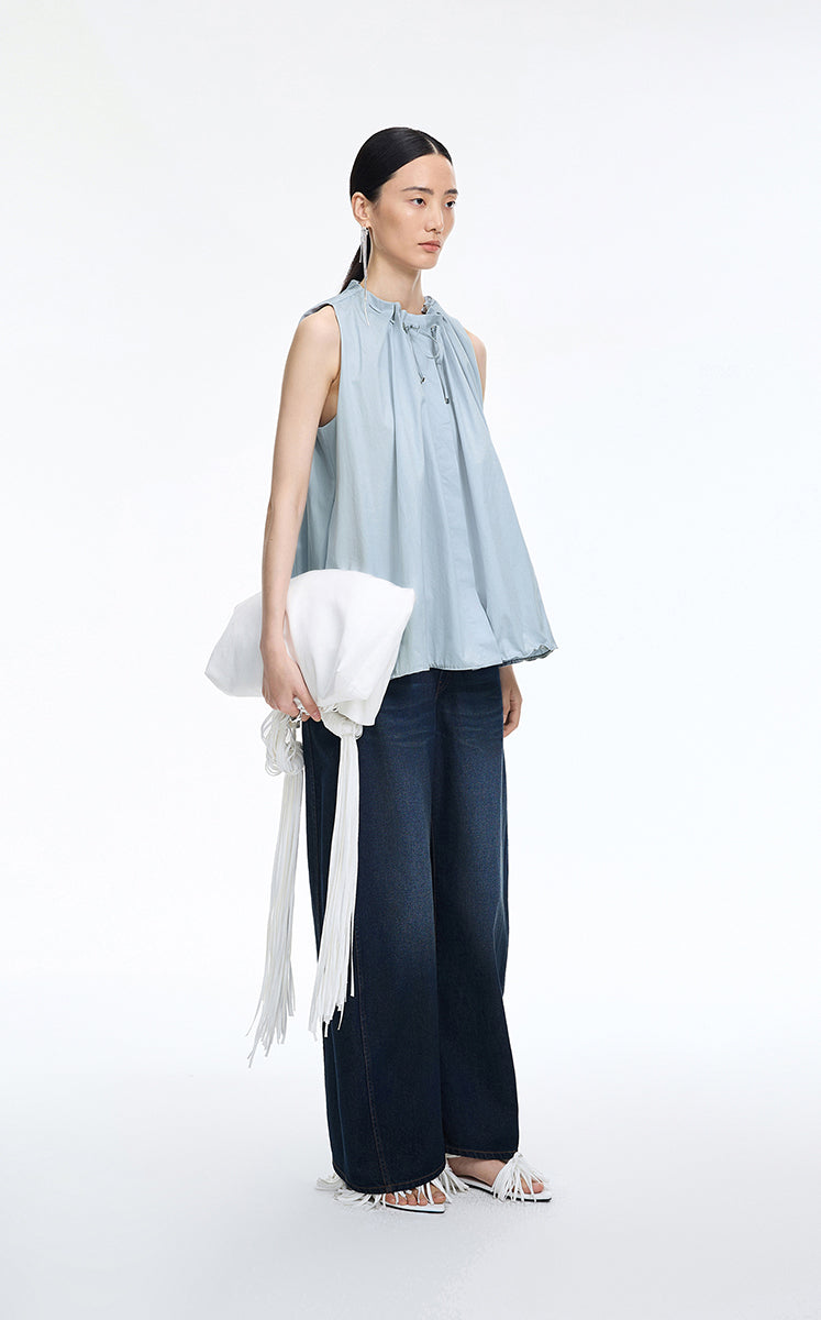 T-Shirt / JNBY Drawstring Collar Cotton T-Shirt