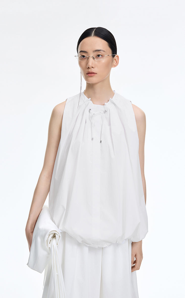 T-Shirt / JNBY Drawstring Collar Cotton T-Shirt