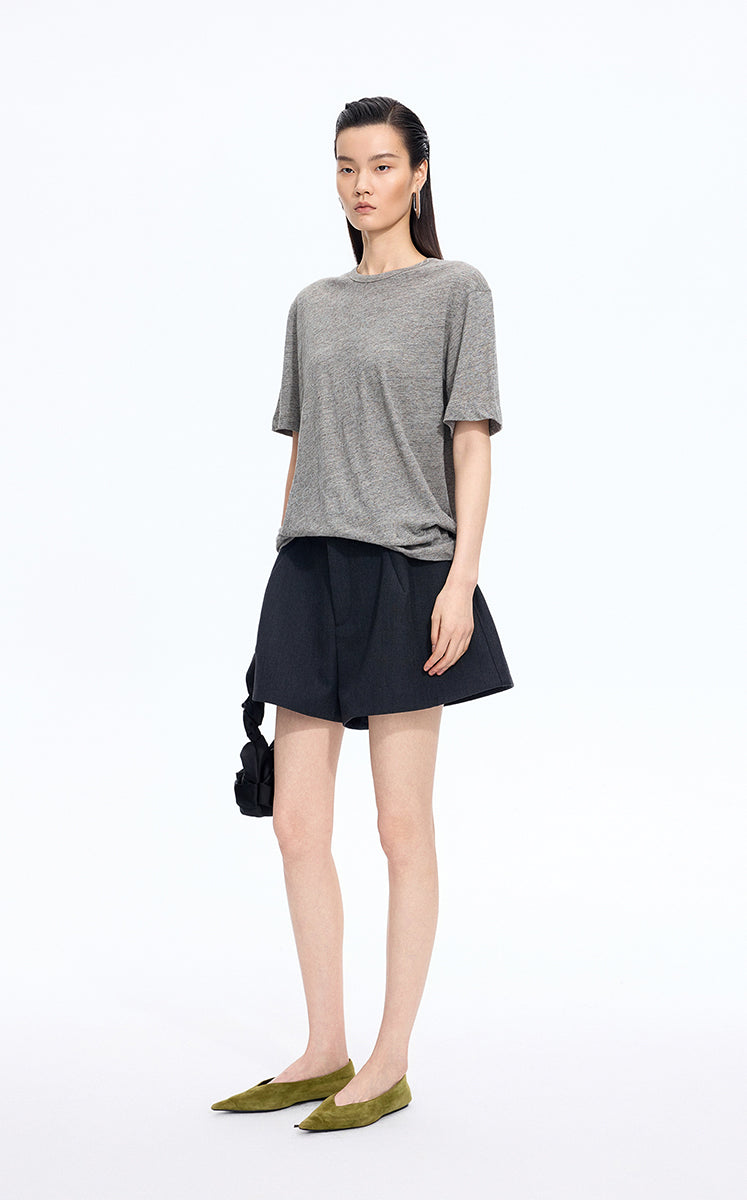 T-Shirt / JNBY Flocked Floral Cotton T-Shirt