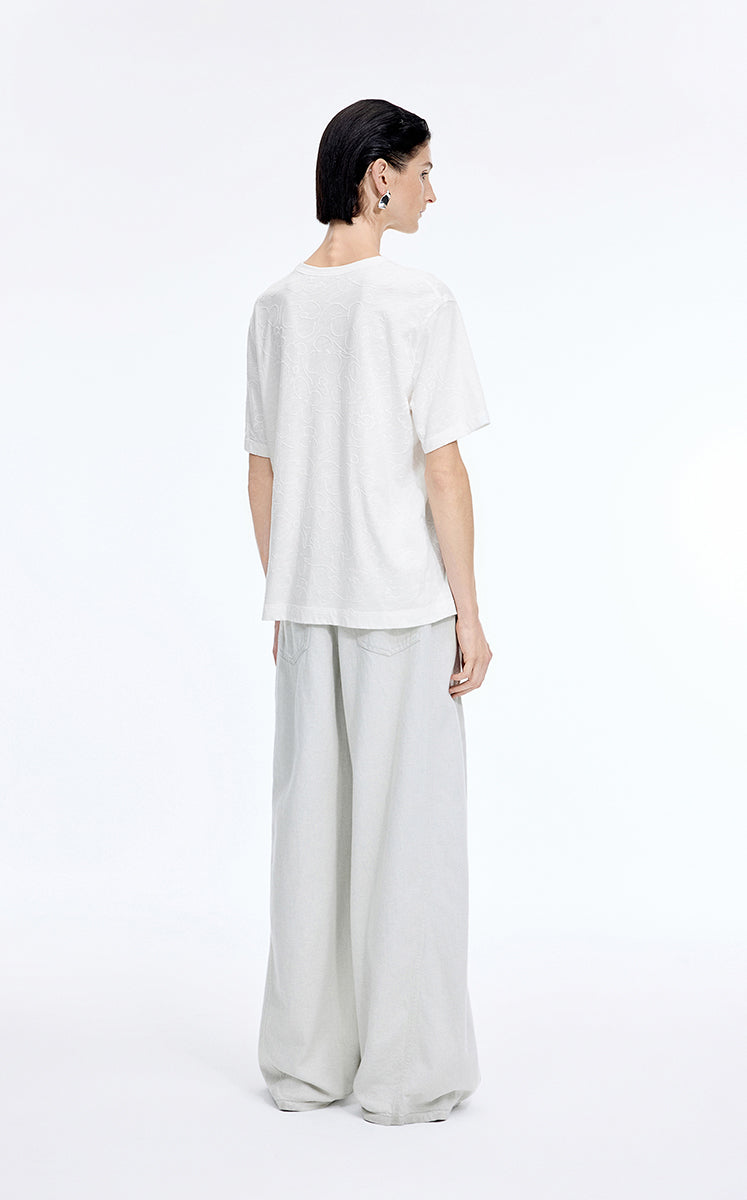 T-Shirt / JNBY Flocked Floral Cotton T-Shirt