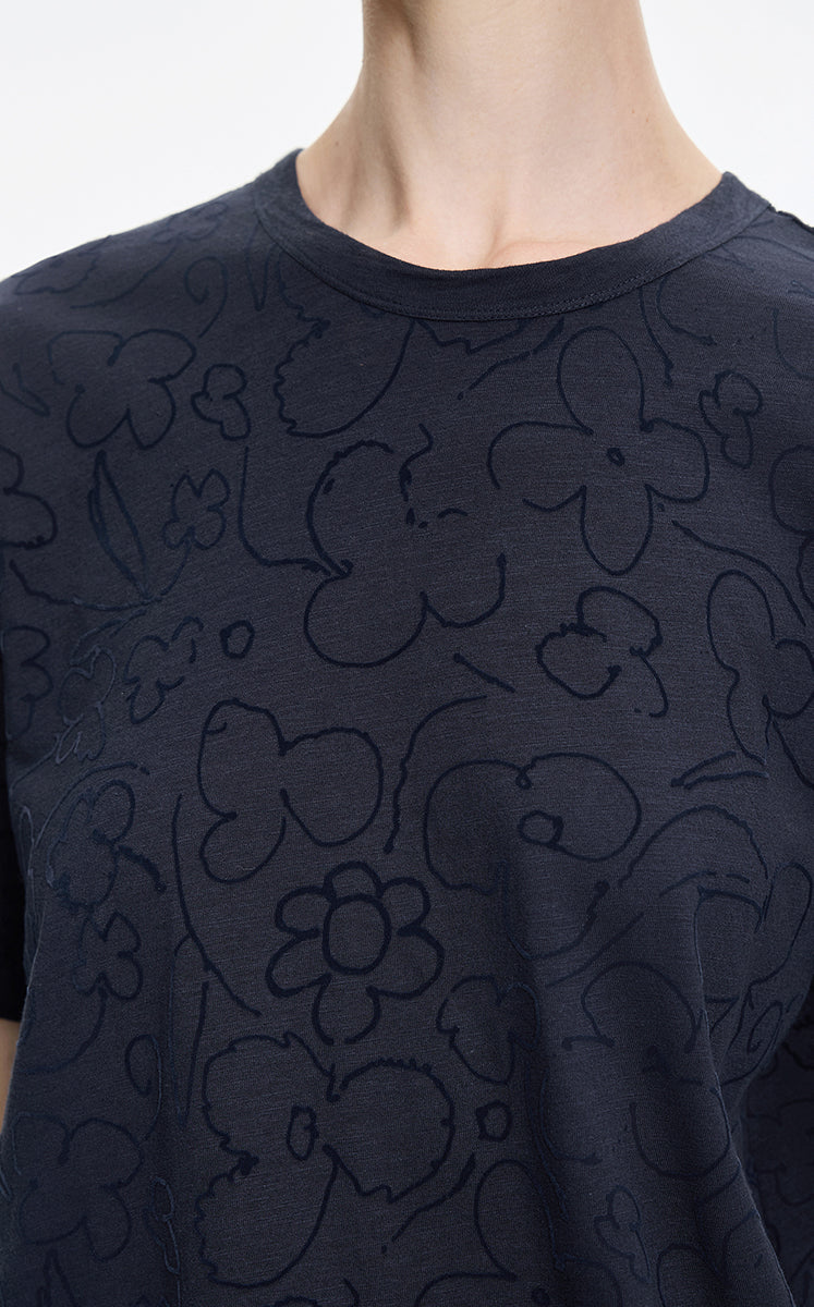 T-Shirt / JNBY Flocked Floral Cotton T-Shirt