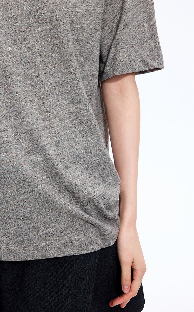 T-Shirt / JNBY Flocked Floral Cotton T-Shirt