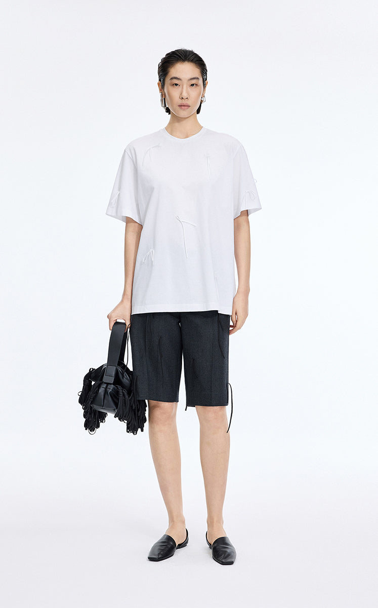 T-Shirt / JNBY Fringe Cotton Oversized T-Shirt