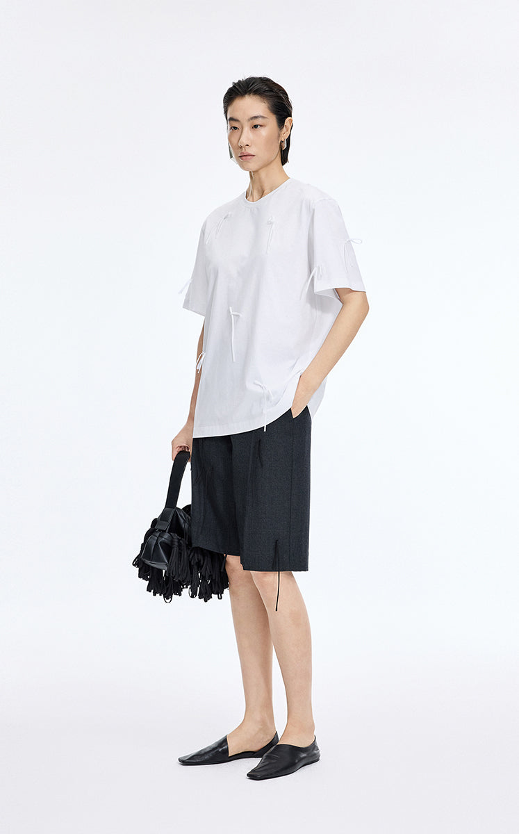T-Shirt / JNBY Fringe Cotton Oversized T-Shirt