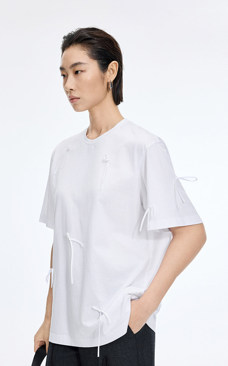T-Shirt / JNBY Fringe Cotton Oversized T-Shirt