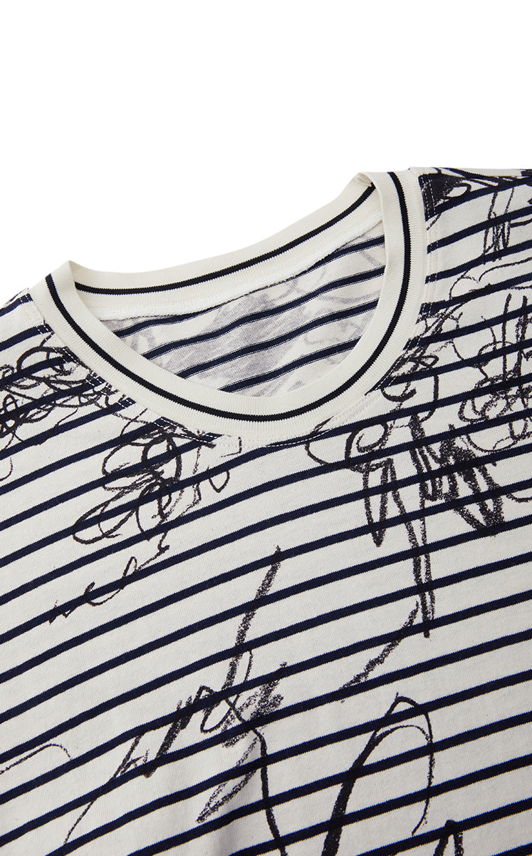 T-Shirt / JNBY Hand-Drawn Floral Cotton Long Sleeve T-Shirt