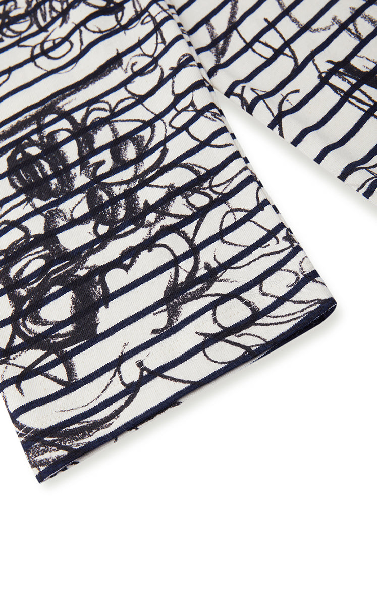 T-Shirt / JNBY Hand-Drawn Floral Cotton Long Sleeve T-Shirt