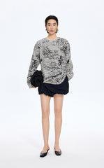 T-Shirt / JNBY Hand-Drawn Floral Cotton Long Sleeve T-Shirt