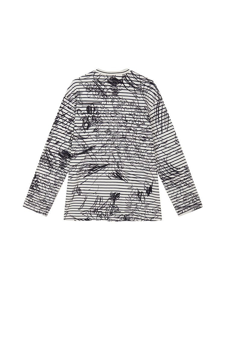 T-Shirt / JNBY Hand-Drawn Floral Cotton Long Sleeve T-Shirt