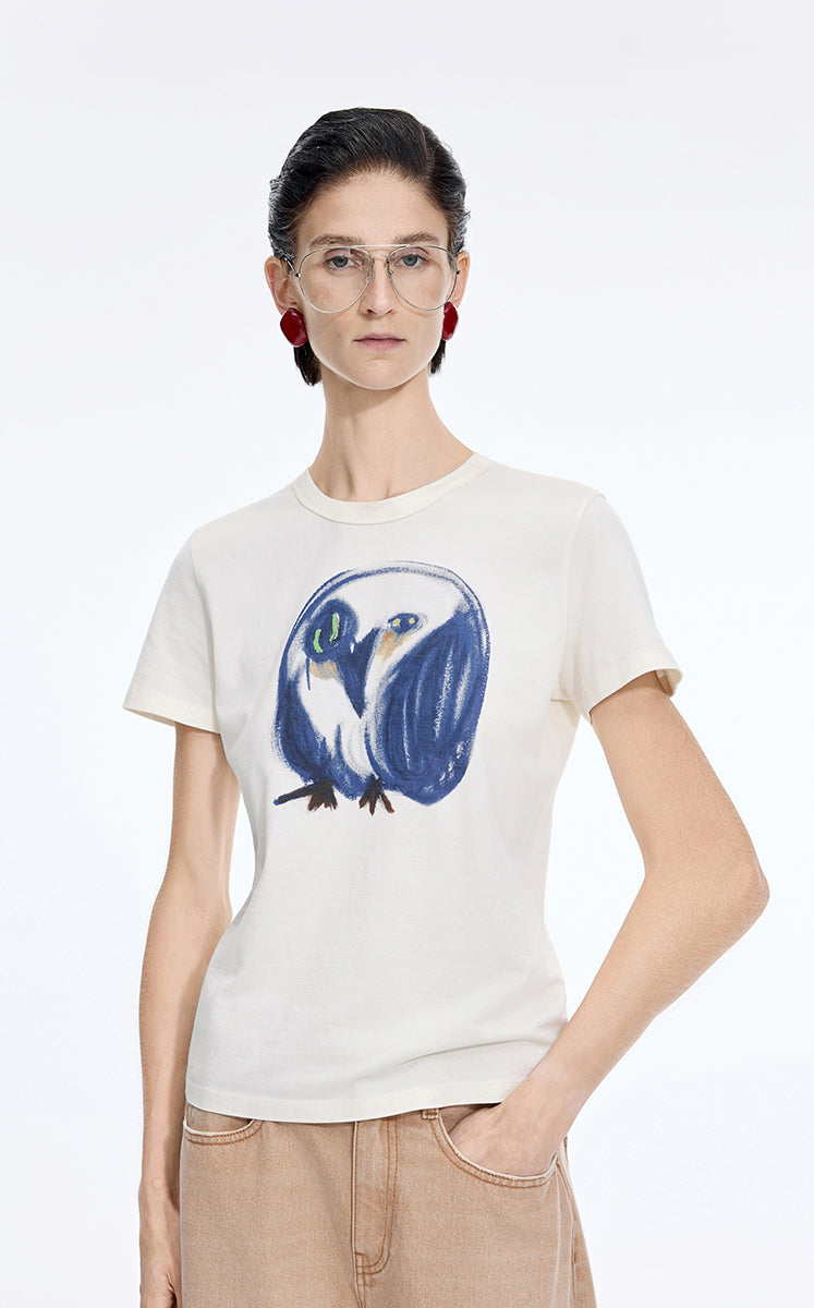 T-Shirt / JNBY Hand-Drawn Graphic Cotton T-Shirt