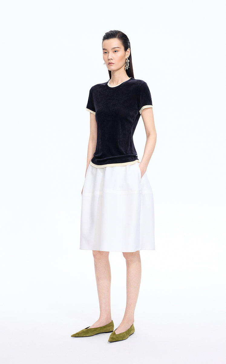 T-Shirt / JNBY Layered Slim-Fit Flocked T-Shirt