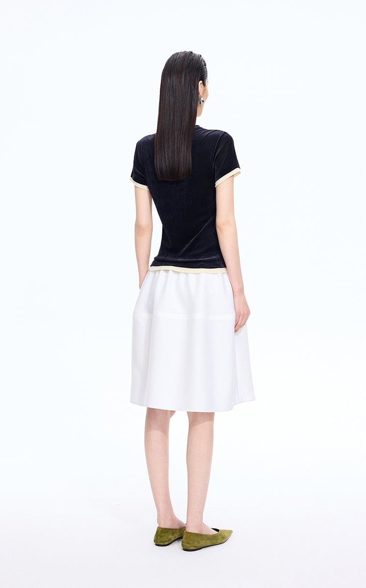 T-Shirt / JNBY Layered Slim-Fit Flocked T-Shirt