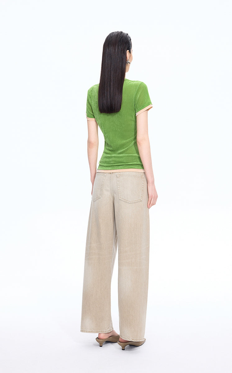 T-Shirt / JNBY Layered Slim-Fit Flocked T-Shirt