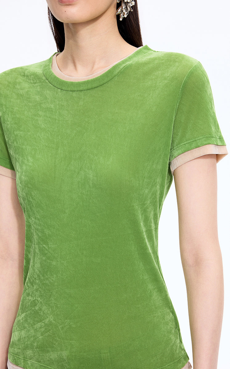 T-Shirt / JNBY Layered Slim-Fit Flocked T-Shirt