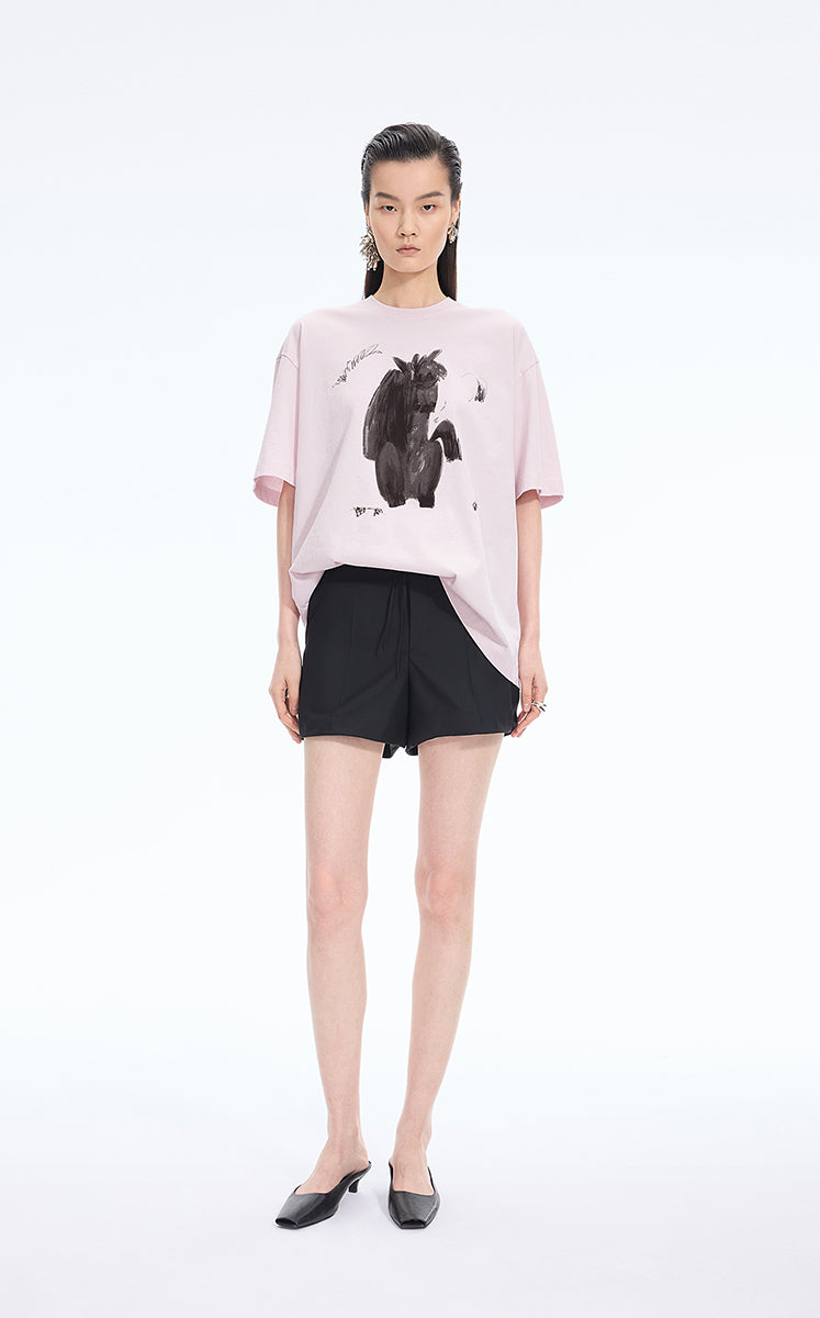 T-Shirt / JNBY Loose Pony Graphic Cotton Tee