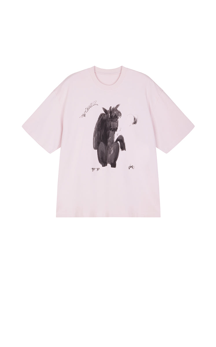 T-Shirt / JNBY Loose Pony Graphic Cotton Tee