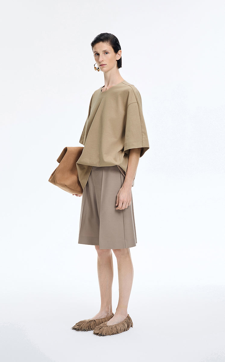 T-Shirt / JNBY Oversized O-line Cotton Blend T-Shirt